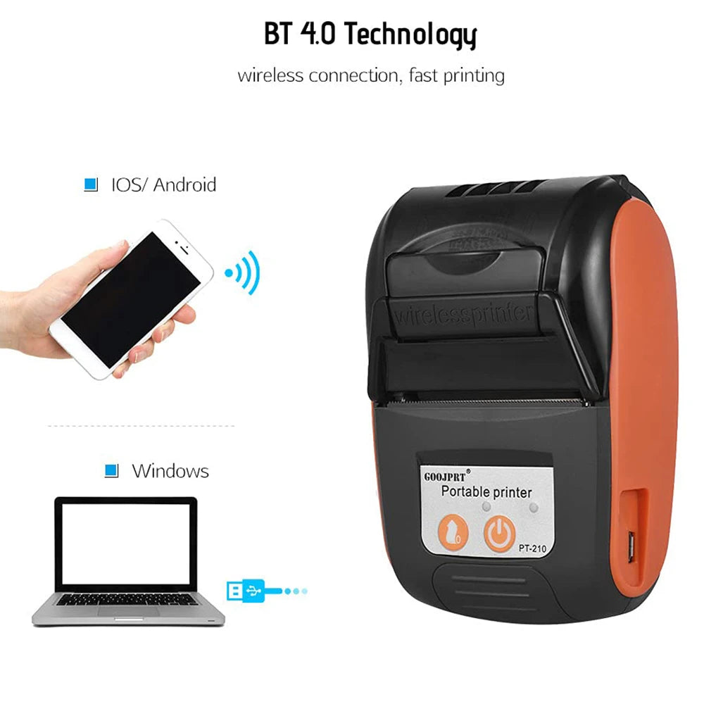 Mini Impressora Térmica Portátil POS Recibo Sem Fios Bluetooth 58mm Bilhete Fatura IOS Android PC Negócios Retalho Sem Tinta