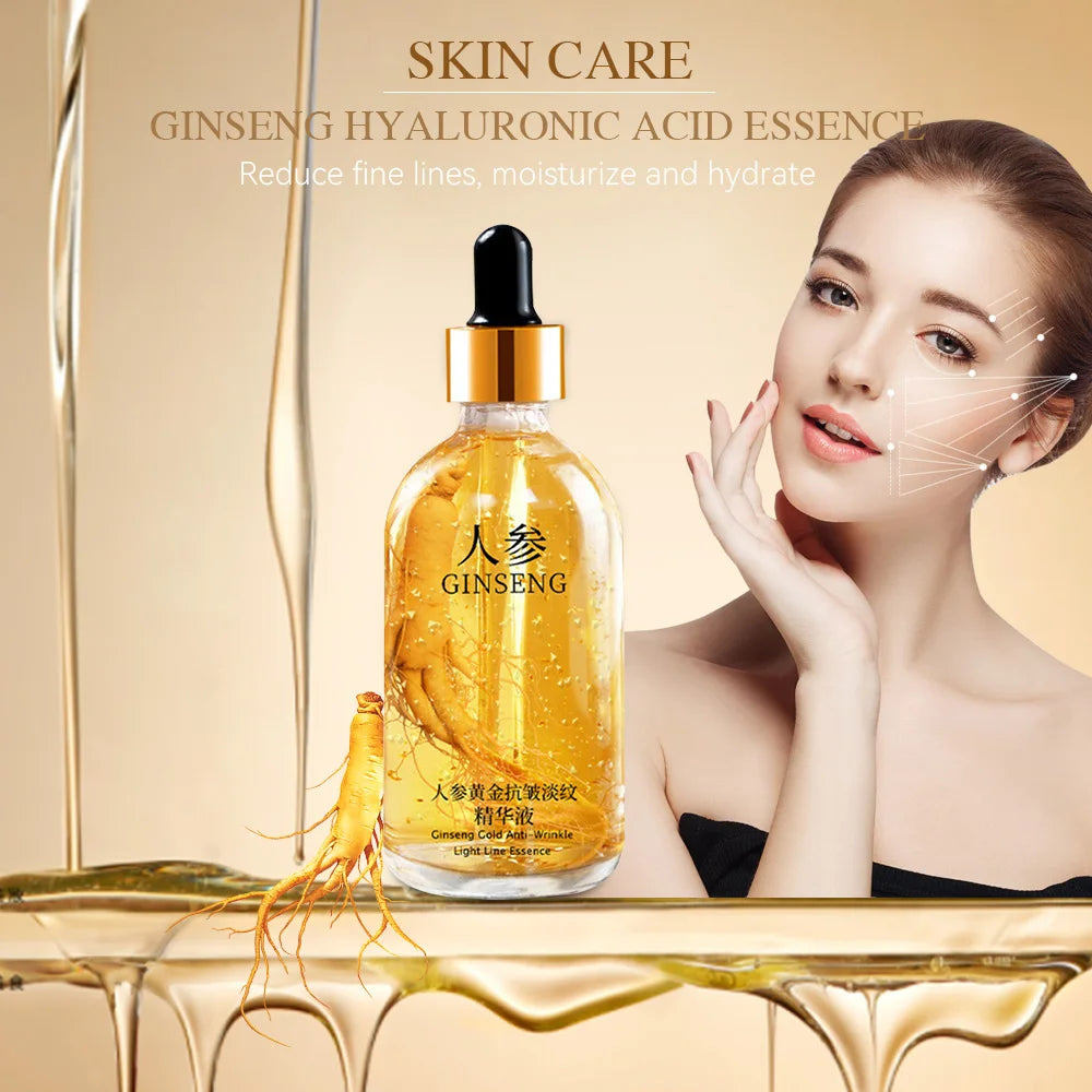 Sérum Facial Antienvelhecimento 100ml com Ácido Hialurónico Ouro 24k e Nicotinamida Essência de Colagénio para Lifting Facial Sérum Branqueador para Cuidados da Pele
