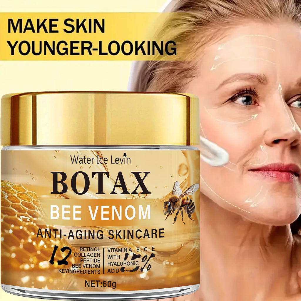 Creme de Veneno de Abelha "Botax" - Tratamento de Rugas Profundas, Rejuvenescimento e Refirmação da Pele com Collagen Water Ice Levin. 60g.