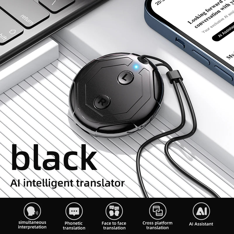 Tradutor de Voz Portátil de IA em Tempo Real 16 Idiomas Tradução Simultânea Bidirecional Mini Tradutor de Bolso Para Viagens e Reuniões