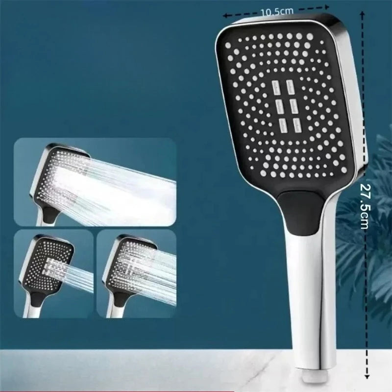 Cabeça de Chuveiro de Alta Pressão Ajustável de 3 Modos Grande Fluxo de Água Poupança Misturador de Chuveiro de Chuva Acessório de Casa de Banho