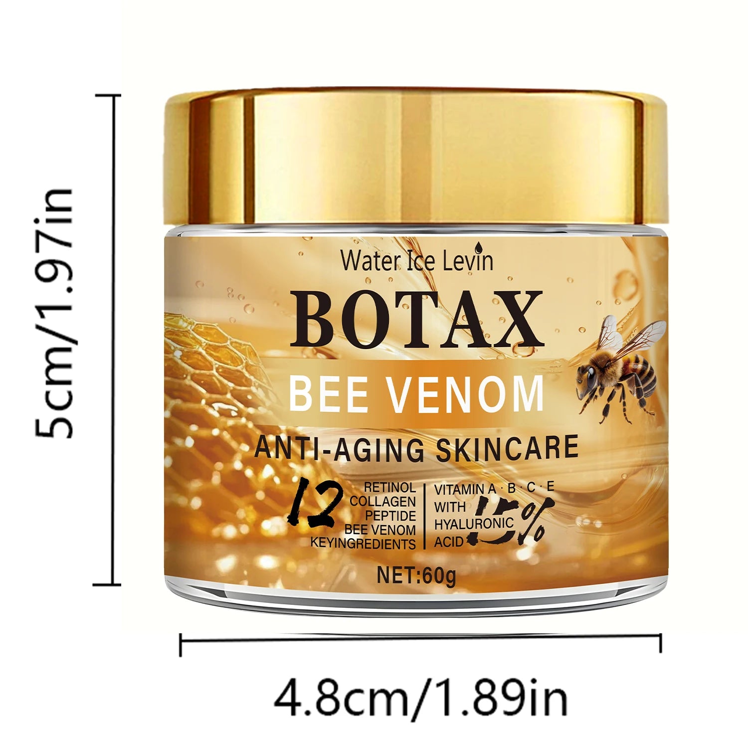 Creme de Veneno de Abelha "Botax" - Tratamento de Rugas Profundas, Rejuvenescimento e Refirmação da Pele com Collagen Water Ice Levin. 60g.