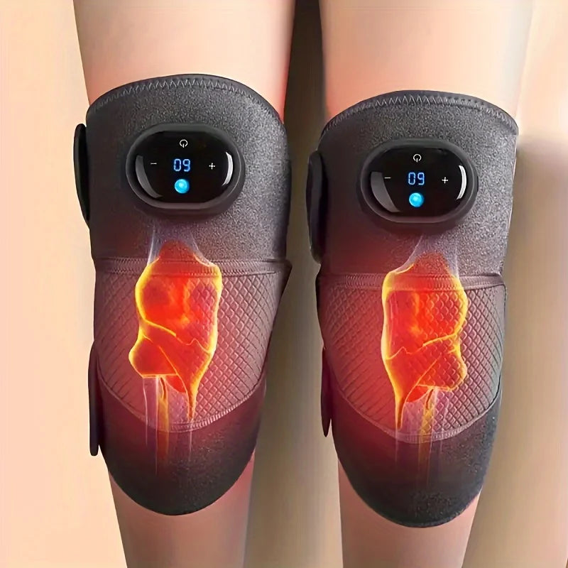 Single-Leg and Double-Leg Heated Knee Massager, 3-in-1 Heated Knee, Elbow, and Shoulder Support Wrap, Vibrating Knee Heating Pad, 3 Adjustable Vibration and Heating Modes, Heating Pad for Knee, Elbow, Shoulder, and Leg Relaxa