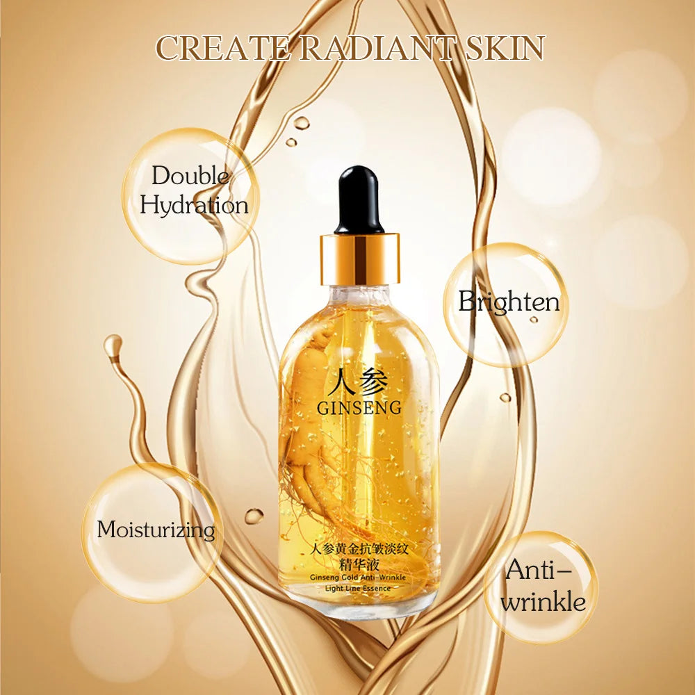 Sérum Facial Antienvelhecimento 100ml com Ácido Hialurónico Ouro 24k e Nicotinamida Essência de Colagénio para Lifting Facial Sérum Branqueador para Cuidados da Pele